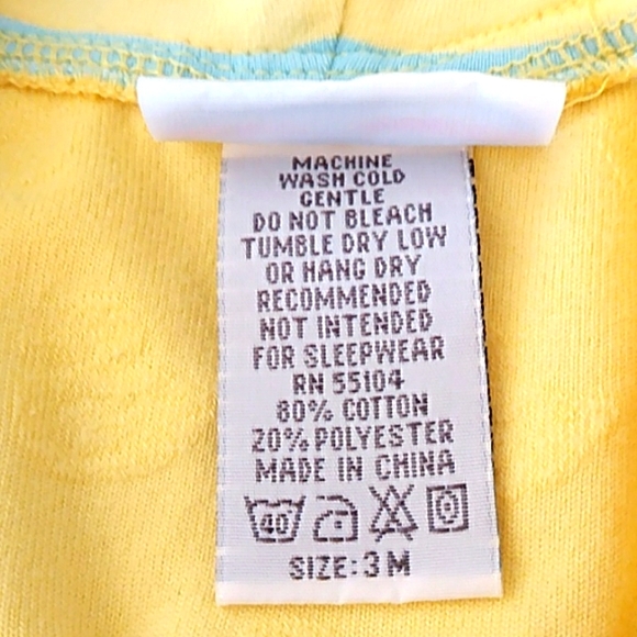 LE Top Baby BathRobe SZ 3 Months Yellow with baby ducks - Picture 7 of 7